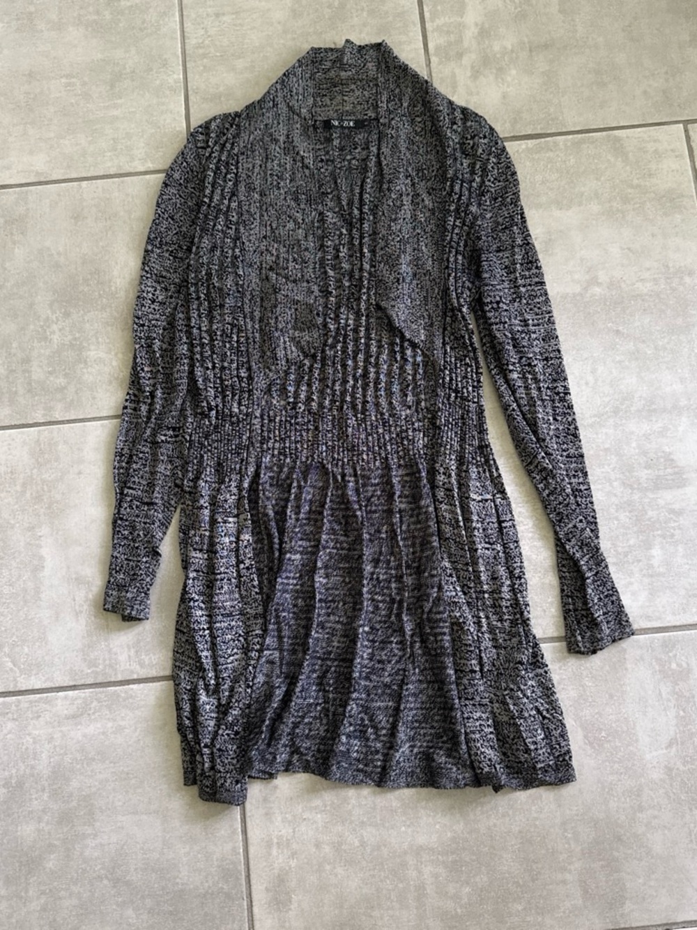 NIC+ZOE Charcoal Marled Open-Front Long Cardigan